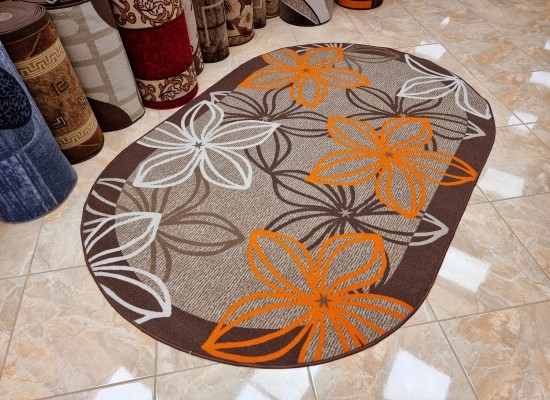 Мокетен килим ERIKA 8013 beige/orange елипса